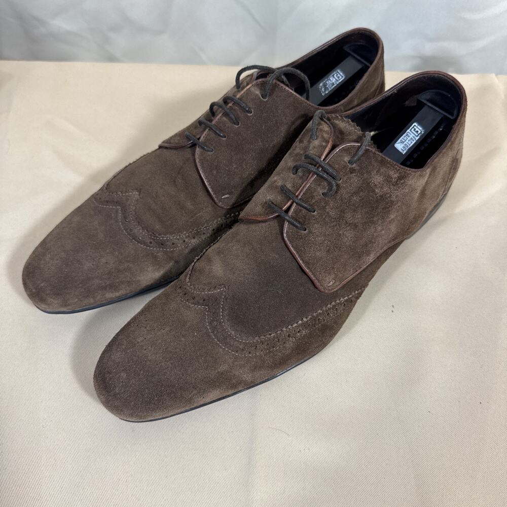 Canali Heritage Brown Suede Wingtip Derby Dress Shoes Men’s EU 44 US 11 Italy